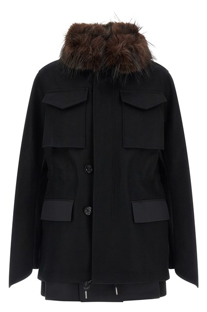 Cappotto in lana con inserto pelliccia