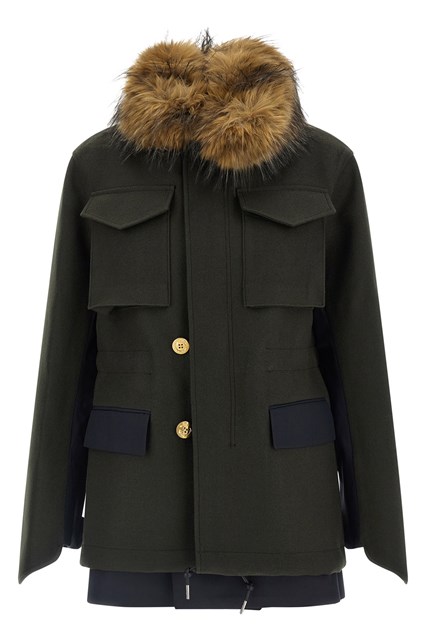 Cappotto in lana con inserto pelliccia