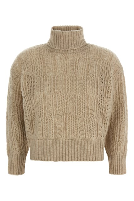 Maglia collo alto traforata