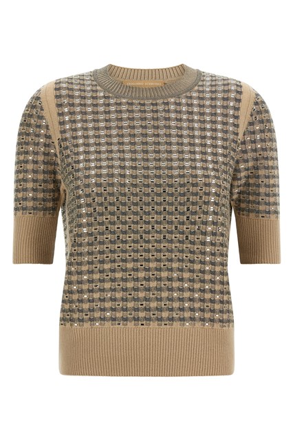 Maglia lavorazione check con cristalli
