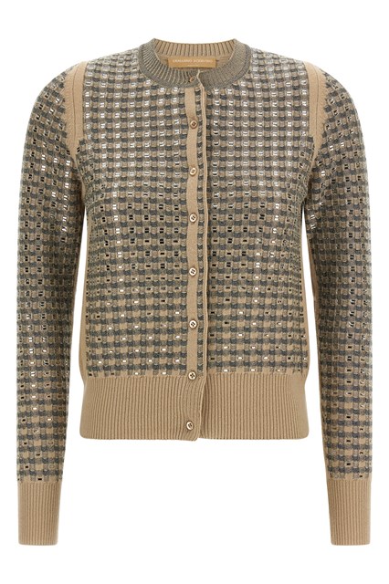 Cardigan lavorazione check con cristalli