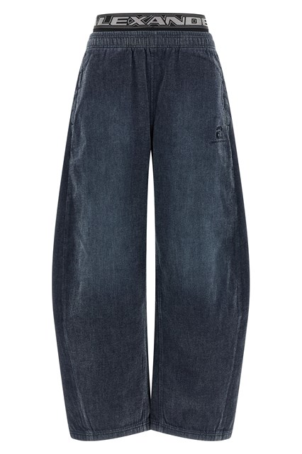Pantlone in denim con elastico in vita