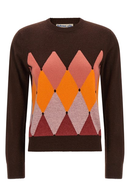 Maglia girocollo con intarsio rombi