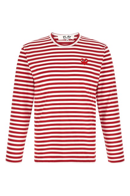T-shirt a righe con patch cuore