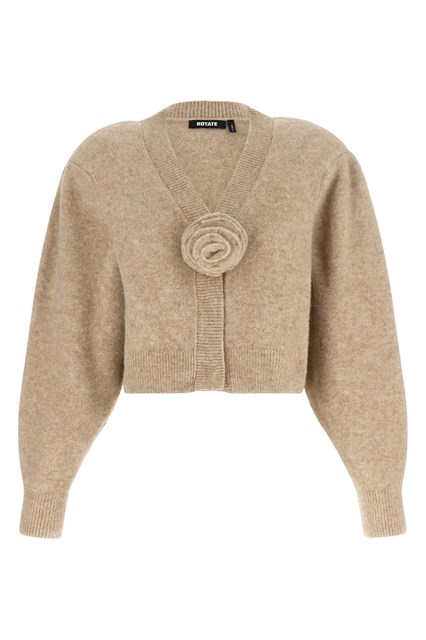 Cardigan in maglia con fiore 3D