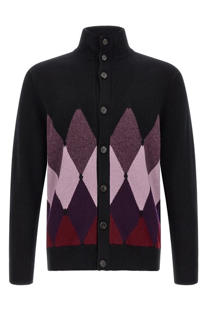 Cardigan con intarsio rombi 'Classic Diamond'