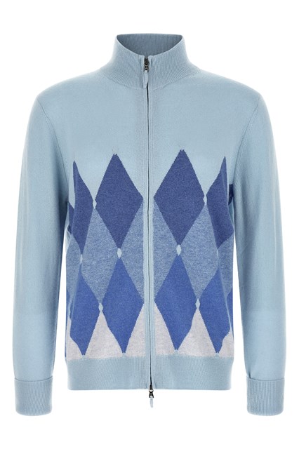 Cardigan con zip intarsio 'Classic DIamond'