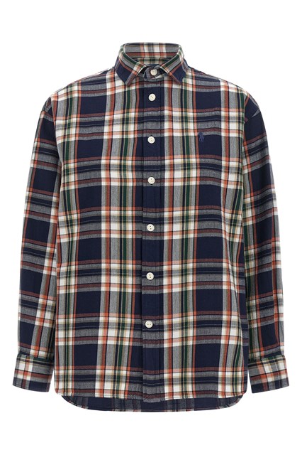 Camicia a quadri con ricamo logo
