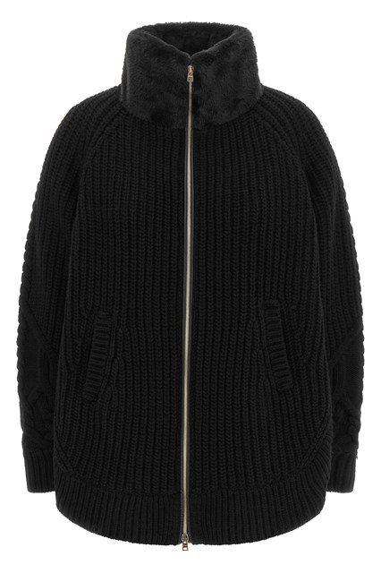 Cardigan con inserto in pelliccia