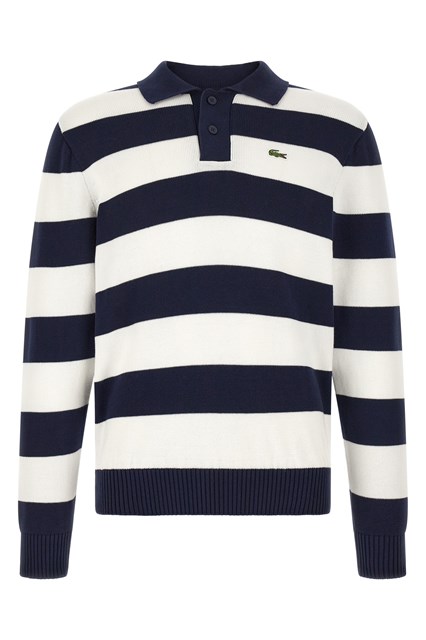 Pullover a righe con colletto Polo