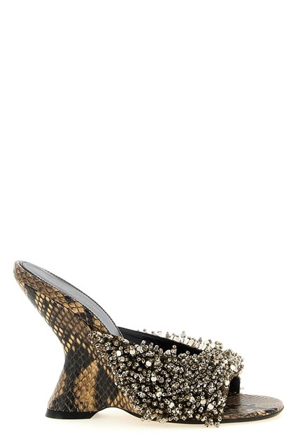 Sabot 'Beaded Snake-Print Wedge Mules'