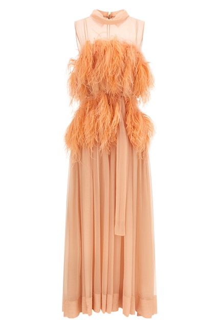 Abito chiffon e piume