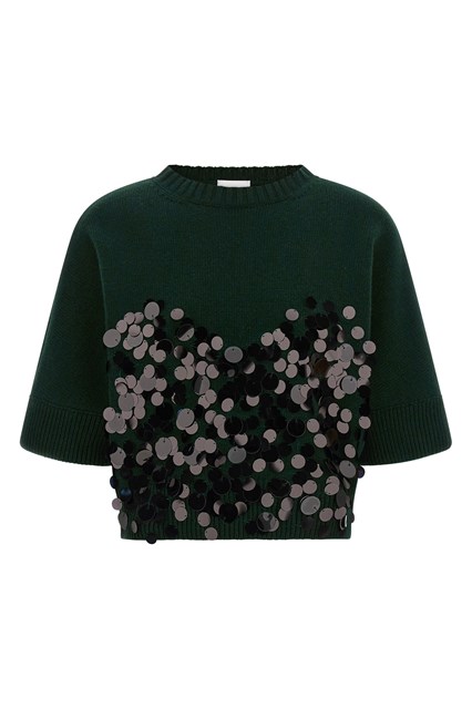 Maglia crop paillettes