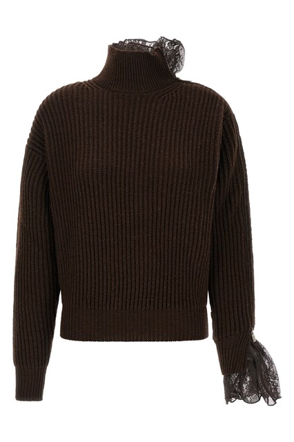 Maglia a coste con pizzo