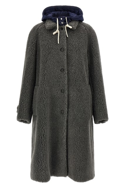 Cappotto Teddy con cappuccio in Nylon
