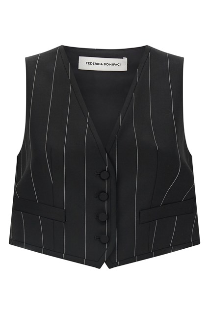 Gilet crop gessato