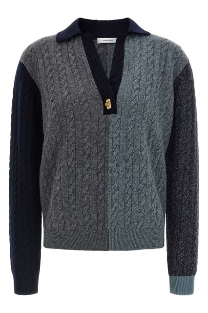 Maglia a trecce color block